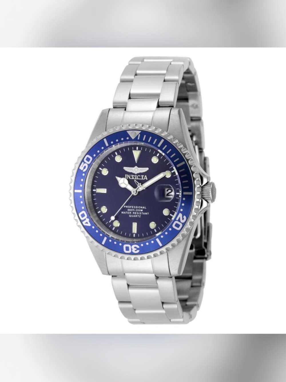 Invicta Stainless Steel Diver Watch - Blue Dial and Bezel